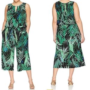 London Times Jungle Palm Cropped Jumpsuit - 12